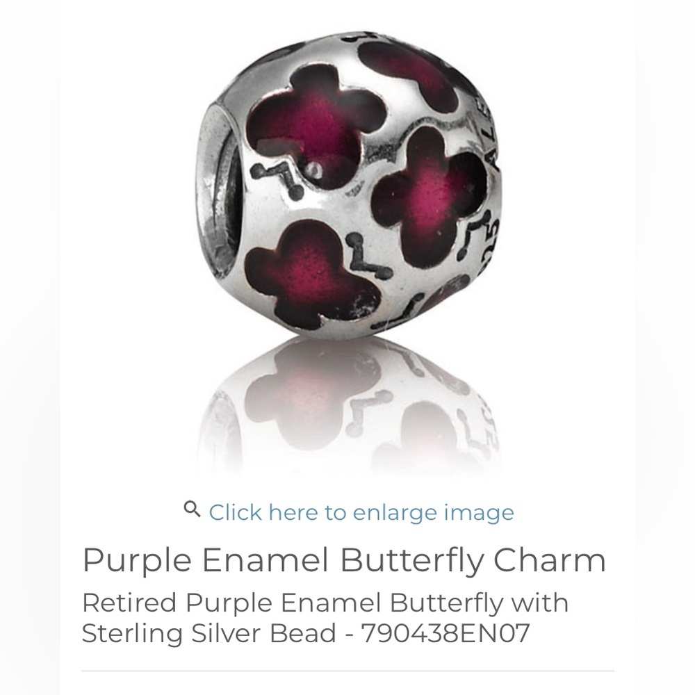 Pandora silver charm with butterfly